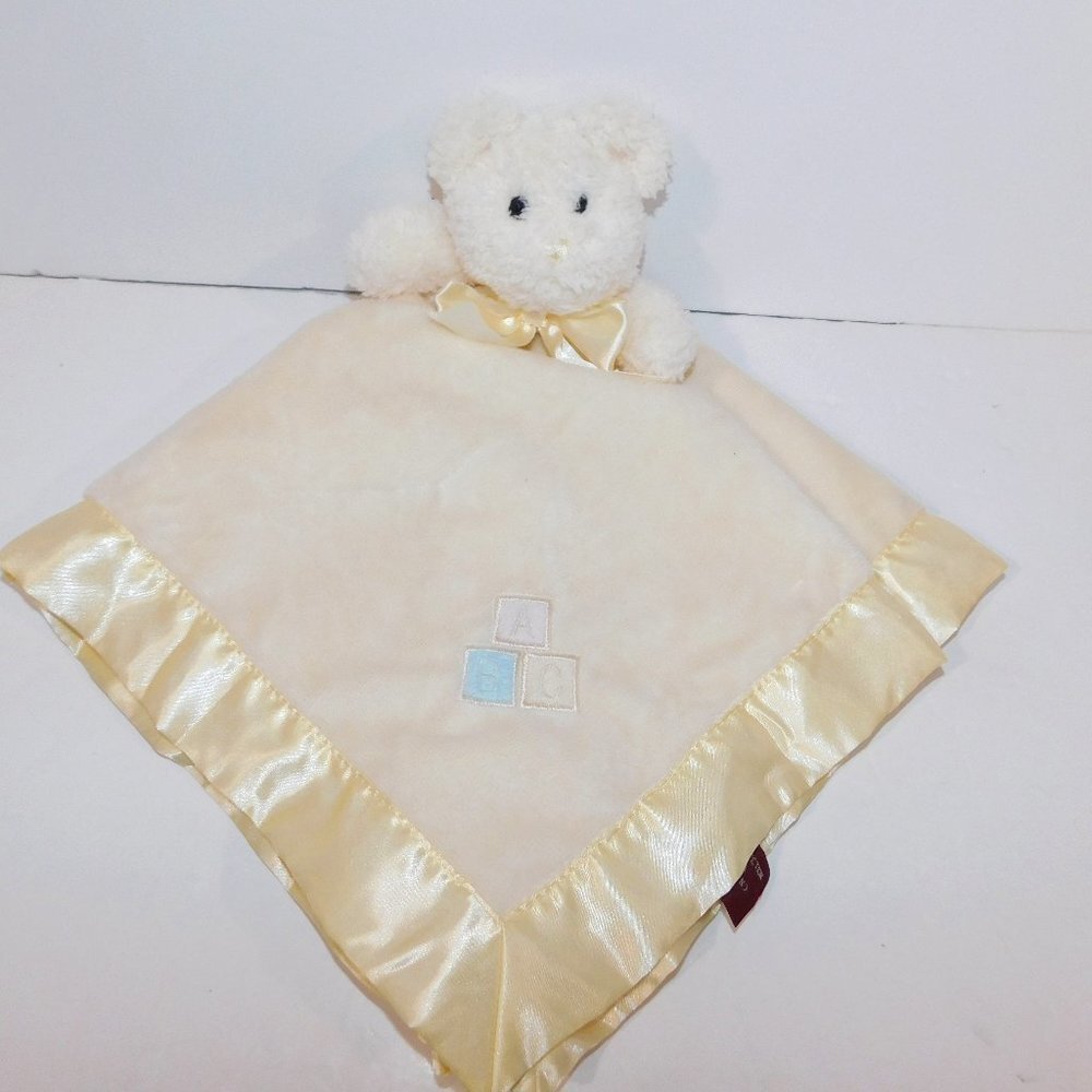 The Bearington Collection Yellow Teddy Bear Rattle Security Blanket Baby Lovey